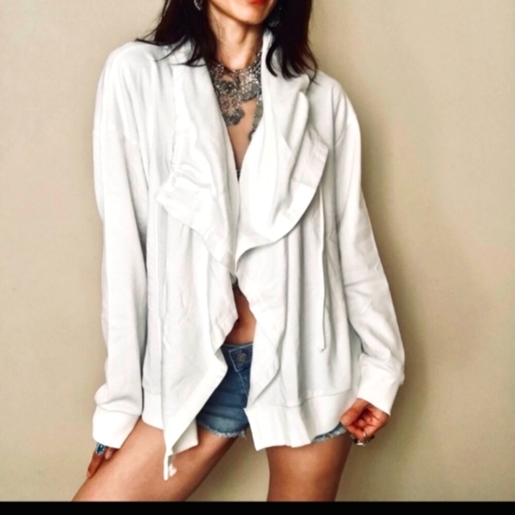 Young Fabulous & Broke White Open Front Waterfall Cardigan Size S NWT - Picture 5 of 13